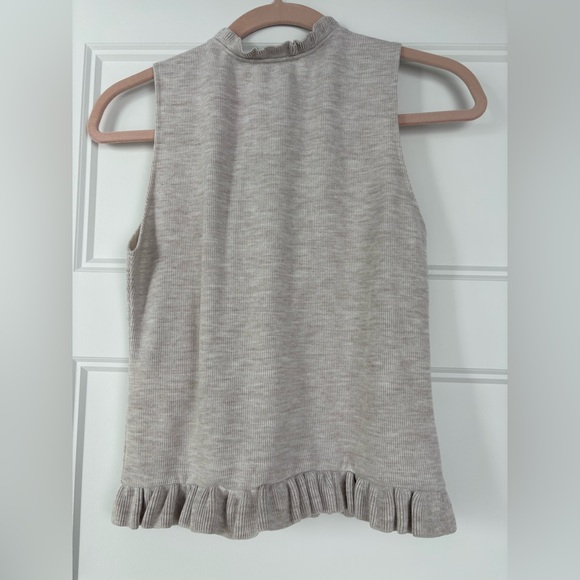 Zara Sleeveless Ruffle Blouse - Light Gray - Picture 2 of 3